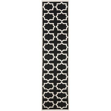 Safavieh 2 Ft. -6 In. X 10 Ft. Runner Contemporary Dhurries- Black And Ivory- Flatweave Rug DHU549L-210